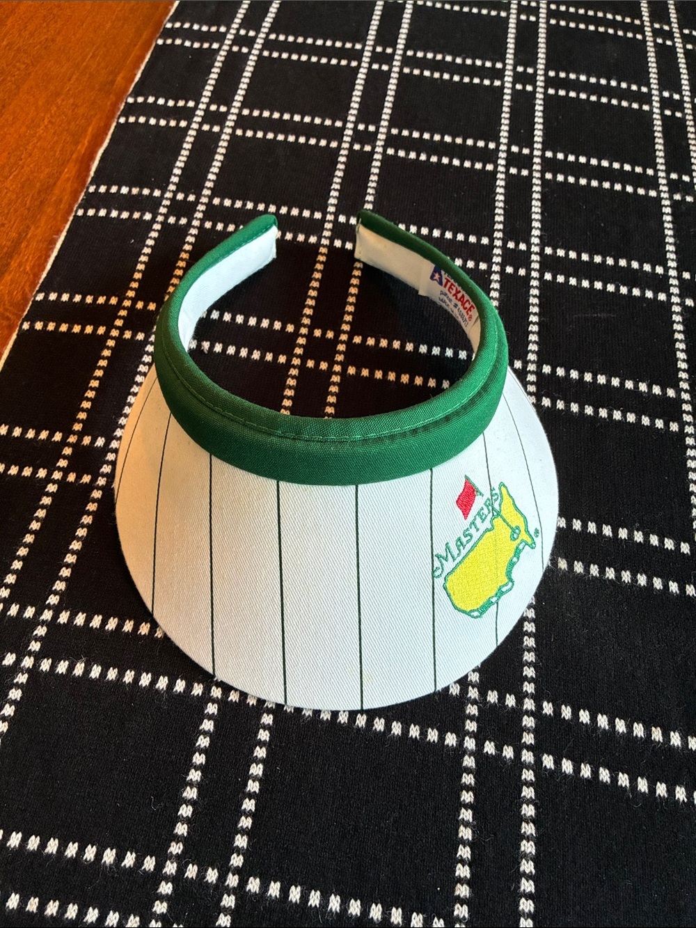 Masters women’s vintage Green and White Pinstripe clip Visor Texace Made in USA